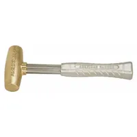 Brass Mallet: Aluminum Handle, Ribbed Grip, 3 lb Head Wt, 1 1/2 in Dia, 3 3/4 in Head Lg (MPN AM3BRAG)