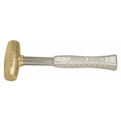 AMERICAN Brass Mallet: Aluminum Handle, Ribbed Grip, 3 lb Head Wt, 1 1/2 in Dia - Brass Mallets
