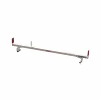 This WEATHER GUARD van roof rack is constructed of aluminum with a powder-coated white finish. It measures 12 inches in overall height, 8 inches in overall length, and 70 inches in overall width. The rack includes Velcro straps for securing cargo. Suitable for mounting on van roofs to transport equipment and materials