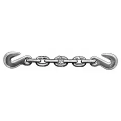 This LIFT-ALL straight chain is made of high carbon steel with welded straight links, weighing 1.06 lb per foot. It includes a grab hook and is intended for tie-down and cargo securing applications during transport. Not for lifting.