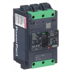 The SQUARE D BJL36050 is a 50 A B-Frame molded case circuit breaker with a 100kA interrupting rating at 120/240V AC. It features a fixed instantaneous trip and Everlink Lug terminals at both line and load ends, with ABC phase connection. This breaker is used for overcurrent protection in electrical distribution systems.