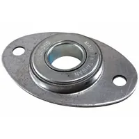 This football bearing features a steel bearing and steel housing with a 1 1/4-inch inside diameter. Sold in a pack of 4, it is used in material handling equipment such as conveyor systems, garage door tracks, and heavy-duty rolling assemblies where steel construction supports load and enables smooth rotation