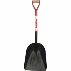 Standard scoop shovel with a #12 steel blade measuring 14-1/2 inches in length and 14-1/4 inches in width. Designed for general material handling tasks such as moving grain, sand, snow, or lightweight aggregates in industrial, agricultural, and construction settings.