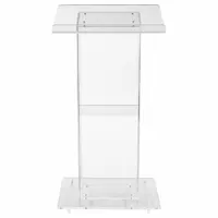 OKLAHOMA SOUND Lectern: Clear, Acrylic Plexiglas, 46 in Overall Ht, 24 in Overall Wd, 14 in Shelf Wd (MPN 401S)