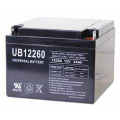 APPROVED VENDOR AGM Sealed Lead Acid Battery, 12V DC, 26 Ah, Deep Cycle, D5747