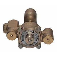Brass thermostatic mixing valve with 1 in NPT x 1 1/4 in NPT connections. Features a cold water bypass and is intended for use with eyewash stations to blend hot and cold water for a tempered supply