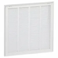 Filtered Return Air Grille: Louvered Grille, White, Powder Coated, Steel, 22 5/8 in H, 22 5/8 in W
