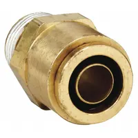Push-Fit Adapter Fitting: 5/32 in OD x 1/8 in Pipe Fitting Size, Push-to-Connect x NPTF, Brass (MPN 1868X2.5)