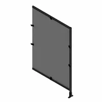 This unassembled wire mesh panel add-on kit is designed for integration with T-slot framing systems. It features a black anodized/PVC-coated finish and a square mesh pattern. Typical applications include machine guarding, work cell partitions, and storage enclosures where visibility and ventilation are required