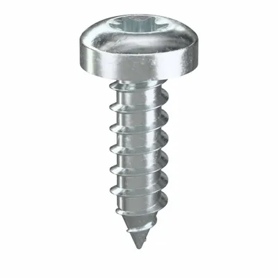 TAMPER-PRUF SCREW Sheet Metal Screw: #4 Size, 3/8 in Lg, Steel, Zinc-Plated, Torx/Star, Pan - Pan Head Sheet Metal Screws