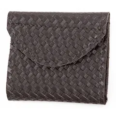 This glove pouch is constructed from black synthetic polymer with a basket weave finish and features a hook-and-loop closure for secure fastening. It is designed to be worn on a duty belt, providing quick access to gloves for law enforcement, security, and industrial personnel.