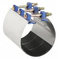 This partial-gasket repair clamp is designed to seal leaks in 4 in pipe without replacing the pipe section. It features a 304 stainless steel body, a nitrile rubber gasket, and steel bolts. Rated for a maximum operating pressure of 150 psi and a maximum vacuum pressure of 10 psi, with an overall length of 9 in. Suitable for water, wastewater, and industrial piping systems
