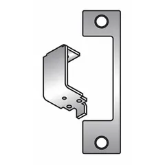 Replacement faceplate for HES Series 1006 electric strikes. Measures 1-1/4 in wide by 4-7/8 in high. Provides a finished interface between the strike housing and door hardware in access control systems.