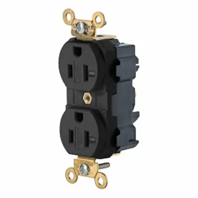 LEVITON M5362-SE Duplex Receptacle, 5-20, Black, 125V AC, 20 A, 2 Pole / 3 Wire - General Purpose Receptacles