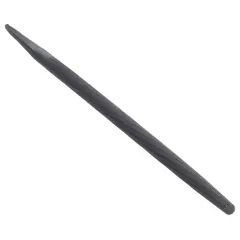 This 6-inch round file features a double-cut, safe edge cut, and bastard cut for material removal and shaping. The black oxide finish provides corrosion resistance. Its taper towards the point allows access to confined areas. Suitable for general deburring and smoothing tasks on metal and other materials.