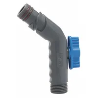 AQUOR WATER SYSTEMS Hose Connector: Acetal, Blue/Gray, Ball Valve (MPN CN-F)