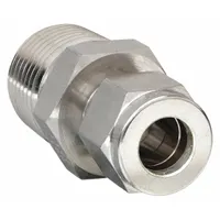 Compression Fitting Adapter: 1/4 in OD x 3/8 in Pipe Size, 7/16-20 Thread Size, Compression x MNPT (MPN 4MSC6N-S)