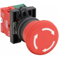 DAYTON Emergency Stop Push Button: Non-Illuminated, Mushroom Head Profile, Non-Metallic, 22 mm (MPN 30G254)