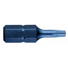 Insert Torx bits with T7 size, Torx head, and hex shank. Made from S2 steel. Sold in a pack of 5. Suitable for driving Torx fasteners in assembly, maintenance, and repair tasks.