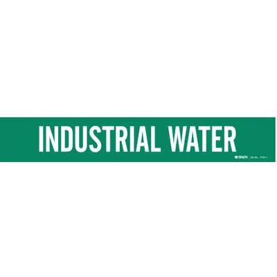 BRADY Pipe Marker: Industrial Water, Green, White, Fits 2 1/2 to 7 7/8 in Pipe O.D. - Industrial Water Adhesive Pipe Markers
