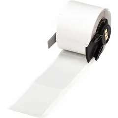 Precut label roll measuring 1 1/4 in x 2 3/4 in, made of gray polyester. Halogen-free material suitable for industrial identification and labeling. Compatible with M610 printer series.