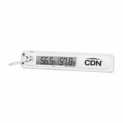 CDN Thermometer: Food Safety/Freezer/Refrigerator, LCD, 5 1/4 in Overall Lg - Refrigerator & Freezer Thermometers