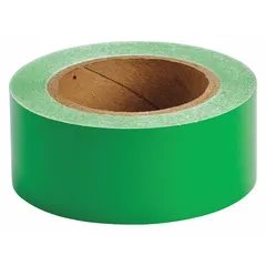 Green vinyl solid-color banding tape for pipe identification and color-coding. Non-reflective, 2 inches wide, 90-foot roll (1,080 inches total length). Applied to pipes in industrial facilities to indicate pipe contents per standard color-coding schemes.