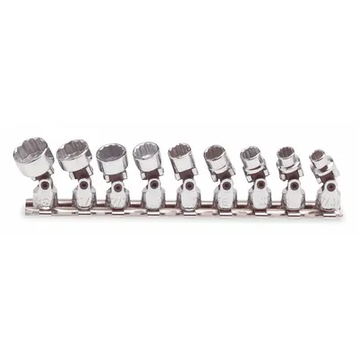 PROTO 9-Piece SAE Flex Socket Set, 1/4 in Drive, 12-Point, 7/32 to 9/16 in - SAE & Metric Socket Sets