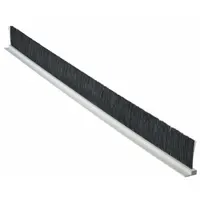 This 3 ft long strip brush features black straight-wire bristles with a 0.02 in diameter and a 5/16 in wide rigid direct-mount backing. It is used for sealing, sweeping, and debris control on conveyors, doors, and machinery