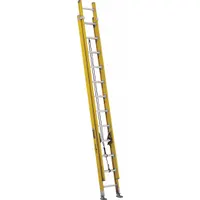 This 24 ft fiberglass extension ladder features a fixed fly and a 375 lb load capacity. The non-conductive construction provides electrical insulation for overhead work in environments where live circuits may be present. Yellow finish. Weight: 58 lb