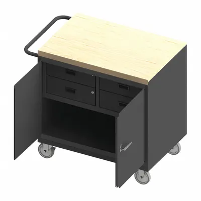 DURHAM MFG 3119-MT-95 Mobile Cabinet Bench with Drawers - Mobile Cabinet Benches with Drawers