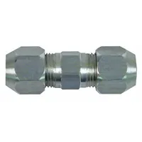 Compression union for connecting two pipes or tubes in pneumatic or fluid systems. Provides a leak-tight seal without welding. Suitable for air, fuel, or hydraulic lines in fleet and vehicle maintenance applications