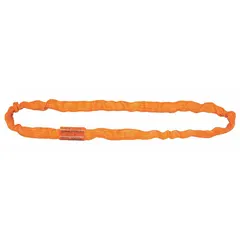 Endless round sling constructed with aramid and polyester for high-temperature resistance. Features an 8 ft sling length and 1 1/8 in body diameter. Suitable for lifting applications in environments with elevated temperatures where standard polyester slings are not appropriate.