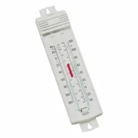 Wall-mount liquid-in-glass thermometer with a temperature range of -40°F to 120°F / -40°C to 50°C and accuracy of +/-2°C / +/-4°F. Suitable for monitoring ambient conditions in warehouses, workshops, and process areas