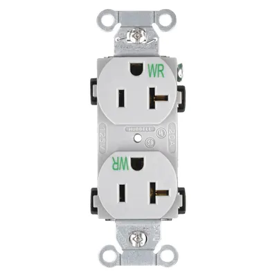 HUBBELL Receptacle: Duplex, 5-20, Gray, 125V AC, 20 A, 2 Pole / 3 Wire (MPN BR20GRYWR) - General Purpose Receptacles