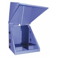 This pump enclosure from PEABODY ENGINEERING measures 22 inches long, 18.5 inches wide, and 22 inches high. It is designed to protect industrial pumps from debris, weather, and physical damage in environments such as water treatment, chemical processing, and manufacturing facilities