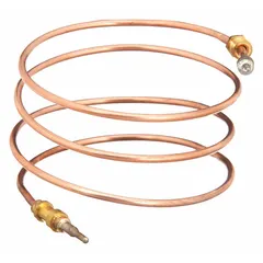 Replacement thermocouple for HVACR systems, 39-inch length. Detects temperature changes to control gas valve or burner operation for safety. Direct replacement for HEAT WAGON heating equipment.