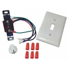 Single-dial fan speed control for adjusting ventilation fan speed in residential or light-commercial systems. Non-reversible operation with 24V AC input. White steel plate with 3 A rating. Compatible with AireShare series.