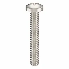 Pan head machine screw with #4-40 thread, 3/4 in length, made from 18-8 stainless steel with plain finish. Features a Phillips drive with #1 drive size. Supplied in a 50-pack. Commonly used for fastening components in machinery, electrical enclosures, and instrumentation where corrosion resistance is required.