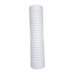 This melt blown polypropylene filter cartridge is designed for sediment filtration in water systems. It removes fine particles at a 1 micron rating with a flow rate of 10 gpm. The cartridge has a 20 in overall height and is suitable for use in industrial, commercial, and municipal water treatment applications.