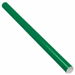 These green mailing tubes with end caps measure 2 inches in diameter by 36 inches in length, with a 1/16 inch wall thickness. Suitable for protecting rolled documents, artwork, and similar items during shipping or storage. Sold in a pack of 50.