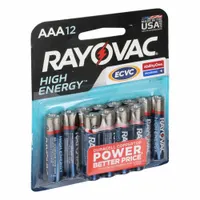 Battery: AAA, Everyday, Alkaline, 1.5V DC, Rayovac, 12 PK (MPN 6135-00-826-4798)