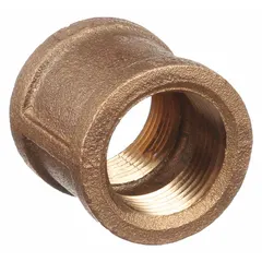 This brass coupling connects two male-threaded pipes in a straight line for low-pressure applications. Rated for 200 psi maximum operating pressure, it is suited for plumbing, pneumatic, and fluid-handling systems. The 1 1/4 in x 1 1/4 in size accommodates standard threaded pipe connections.