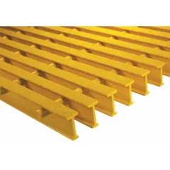 FIBERGRATE ISOFR is a pultruded fiberglass structural grating with flame-resistant properties. Nominal size is 4 ft x 5 ft (WxL). Suitable for industrial flooring, walkways, and platforms requiring corrosion resistance and fire safety.