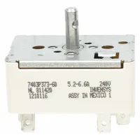 This surface element switch controls the operation of a surface heating element. It is a replacement part for electric ranges and cooktops, allowing the user to select heat settings. The switch is designed to match original specifications for fit and function