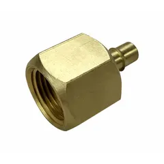 This brass barbed tube fitting has a 1/4 in FBSPT male thread on one end and a 1/8 in ID beaded barb on the other. It is used to connect flexible tubing to threaded pipe ports in low-pressure pneumatic, fluid transfer, and instrumentation systems.