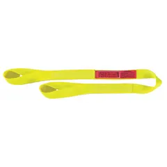 Nylon twisted-eye web sling with 2 plies, 6 ft length, and 8,800 lb vertical hitch capacity. Suitable for lifting and rigging heavy loads in industrial material handling applications where a flexible, non-marring lifting solution is required.