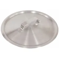 This aluminum cover is designed for use with 4.5 qt sauce pots. It features a riveted aluminum handle for secure attachment. The cover is NSF Certified, making it suitable for commercial kitchen environments where sanitation standards are required