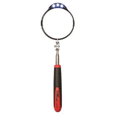 ULLMAN Inspection Mirror: 3 3/8 in Dia Mirror Size, Mirr. Mat. Stainless Steel - Illuminated Inspection Mirrors