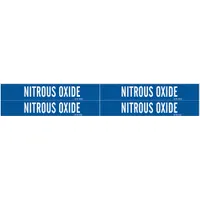 Pipe Marker: Nitrous Oxide, Blue, White, Fits 3/4 to 2 3/8 in Pipe O.D., 4 Pipe Markers (MPN 90333)